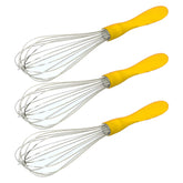 Kuber Industries Hand Blender|Handheld Stainless-Steel Wire Whisk Perfect for Blending, Whisking, Beating, Stirring,Pack of 3 (Yellow)